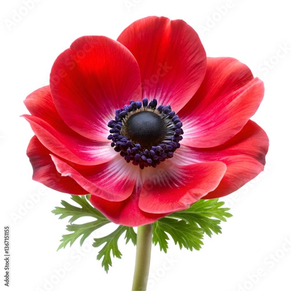 Fototapeta red-anemone-flower-frame-with-design-space