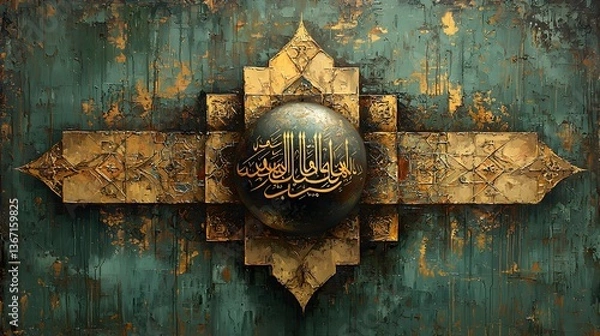 Obraz Ornate calligraphy sphere on textured background