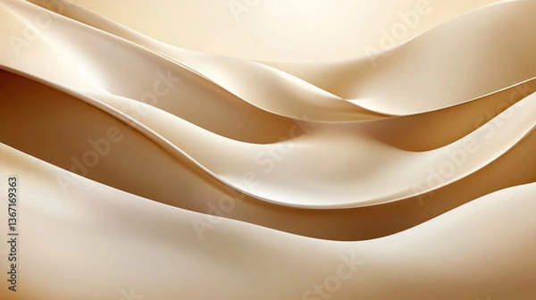 Fototapeta Abstract background with beige-colored waves, elegant curves, and soft lighting