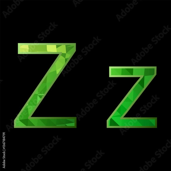 Obraz Alphabet made of green glass. Letter Z. Vector illustration.	
