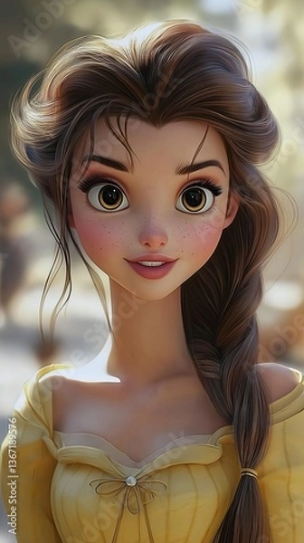 Fototapeta Digital artwork of a captivating princess adorned