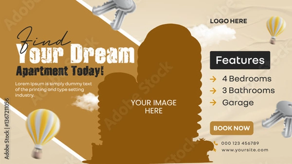 Fototapeta Real Estate Banner Design full vector with customize size best for marketing and we 