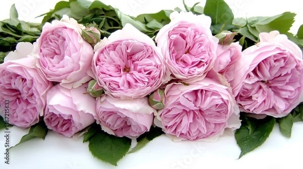 Fototapeta A close up view of pretty light pink roses