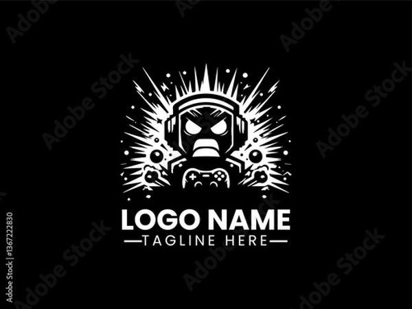 Fototapeta Angry Robot Vector Logo Design, Aggressive Robot Logo 