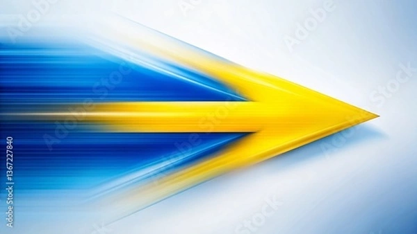 Fototapeta Abstract Motion Blur Arrow: Speed, Dynamic, Blue Yellow Design