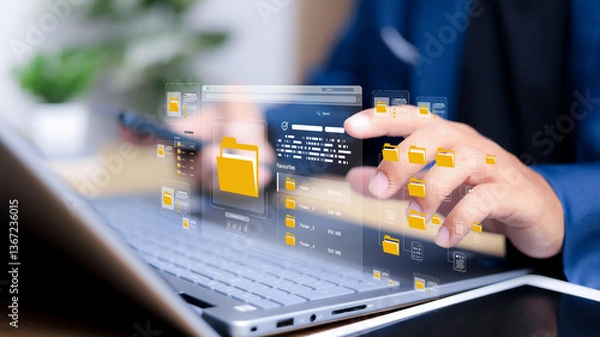 Fototapeta Document Management System DMS. Enterprise resource planning ERP. Document workflow sharing .Digital asset content management. Backup online document files.