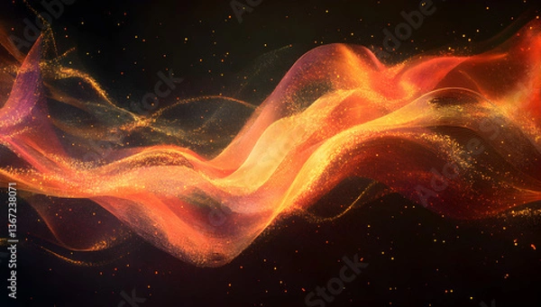 Fototapeta Futuristic Abstract 3D Waves – AI Digital Art.