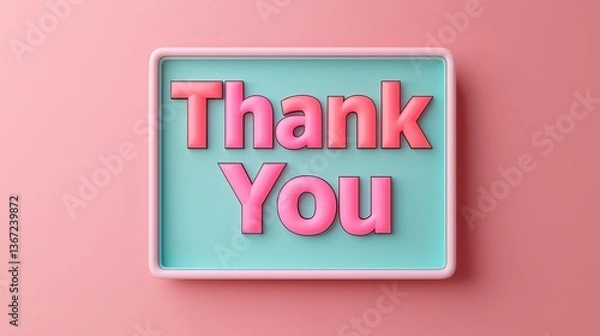 Fototapeta Colorful Thank You Message with 3D Letters on Soft Background for Gratitude and Appreciation Themes