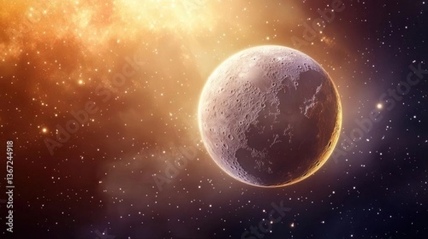 Fototapeta Vibrant Celestial Planet Surrounded by Starry Background in the Depths of Space