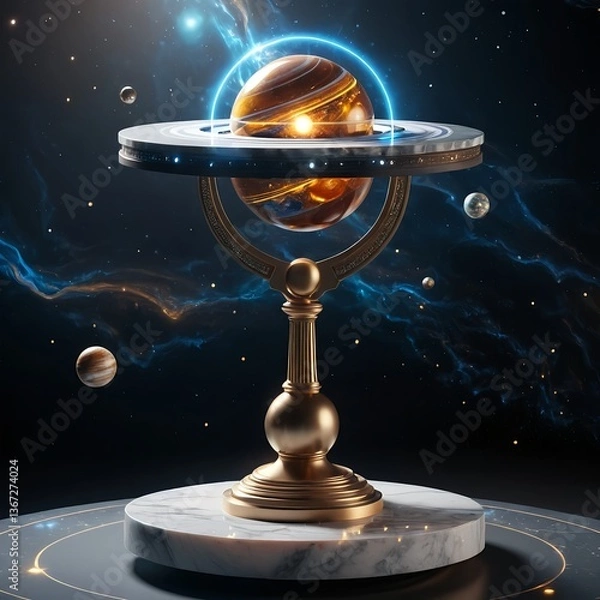 Fototapeta Celestial Orb on Golden Stand