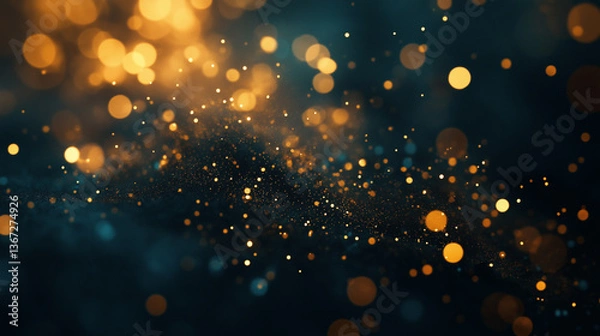 Fototapeta A Dark Abstract Void with Suspended Luminous Particles and a Cinematic Glow
