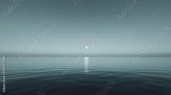 Fototapeta Tranquil Ocean Horizon with Reflective Surface and Soft Colors at Dusk