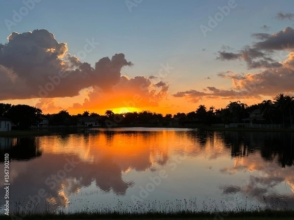 Obraz sunset over lake