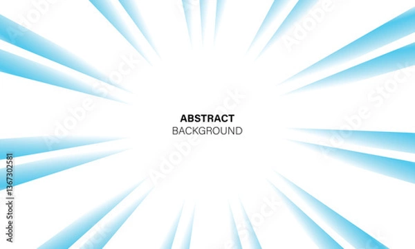 Fototapeta Abstract bright blue sun rays on white background vector design.