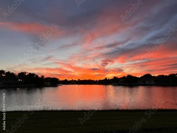 Obraz sunset over the lake
