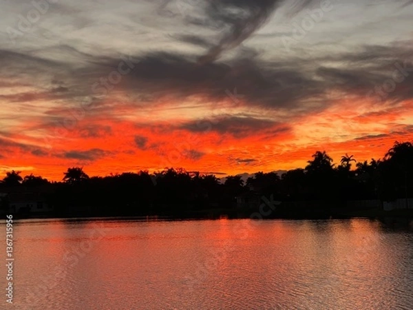 Obraz sunset over lake