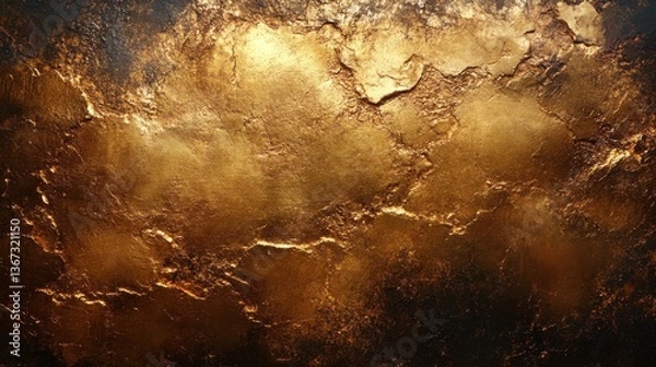 Obraz grainy gold metal abstract background banner matte brass texture with noise