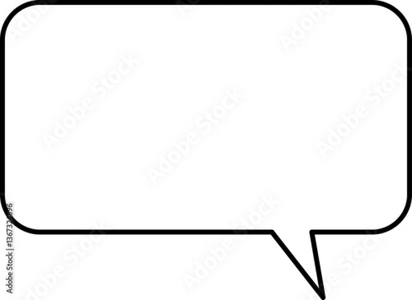 Fototapeta blank white speech bubble in flat design, chatting box, message box icon. Balloon doodle style of thinking sign symbol. Speech bubble isolated on background.