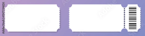 Obraz Vector white coupon or ticket mockup set