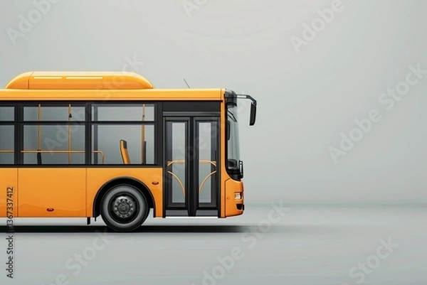 Fototapeta Vibrant Picture of Long City Bus Mockup Left Front View