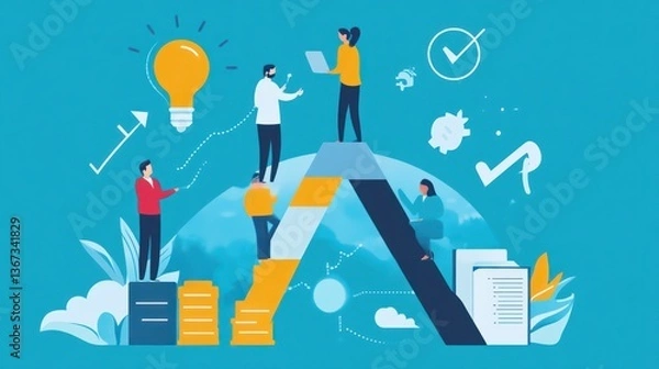 Fototapeta Teamwork, Innovation, and Growth: A Collaborative Journey to Success