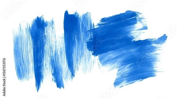 Fototapeta An abstract painting featuring bold expressive brushstrokes in vibrant shades of blue and white creating a dynamic and textured visual composition