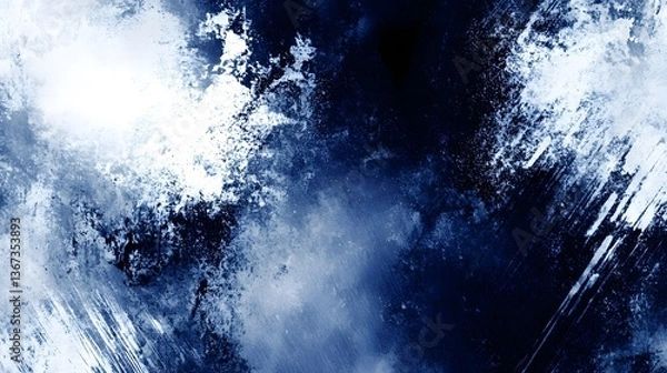 Fototapeta Mesmerizing abstract composition featuring a dynamic interplay of indigo and white hues creating a sense of fluid motion and energy through expressive brushstrokes and a vibrant color palette