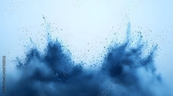 Fototapeta Dramatic burst of vibrant blue indigo powder creating an ethereal abstract cloud of energy and movement