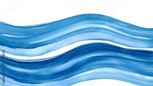 Obraz Serene abstract image featuring a flowing wavy pattern of blue and white tones creating a calming fluid design
