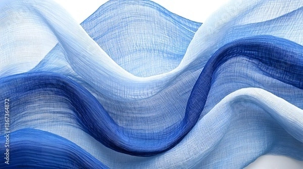 Obraz Soft flowing layers of indigo dyed fabric create a captivating abstract pattern of undulating waves and gentle curves