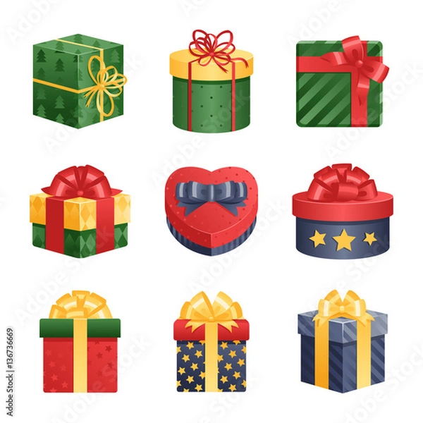 Fototapeta Gift box isolated present vector illustration.