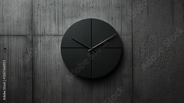 Obraz Modern Black Wall Clock, Minimalist Design