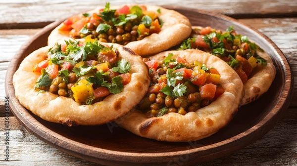 Fototapeta Delicious Mauritian Dholl Puri on a Plate, A Culinary Delight from Mauritius