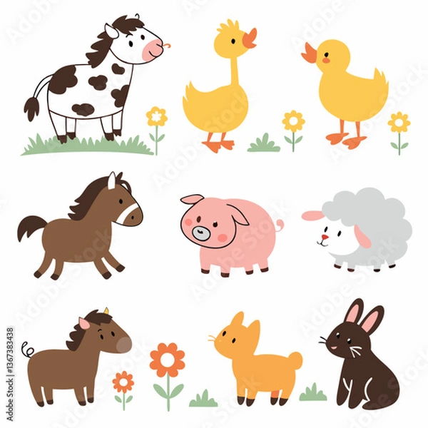 Fototapeta farm animals set