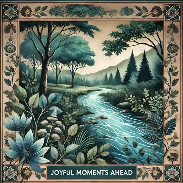 Obraz A tropical beach landscape with palm trees, lush greenery, and clear blue water under the sun and sky, perfect for a relaxing summer getaway