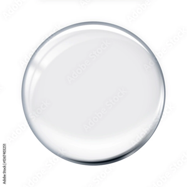 Fototapeta Glass circle transparent on white background. Sphere crystal bubble for product presentation.