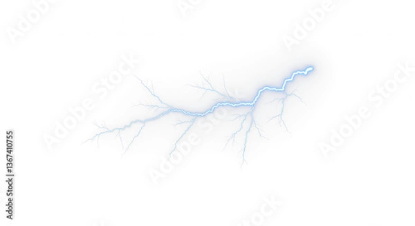 Obraz Blue lightning bolt, Lightning, electric lightning bolt strike, lightning bolt strike set. Thunderstorm or light effect on PNG and White Background