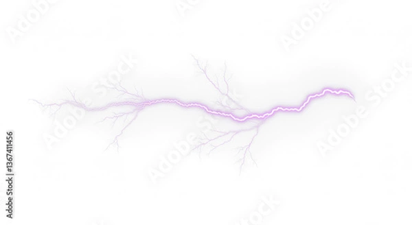 Fototapeta Purple and Pink lightning bolt, Lightning, electric lightning bolt strike, lightning bolt strike set. Thunderstorm or light effect on PNG and White Background