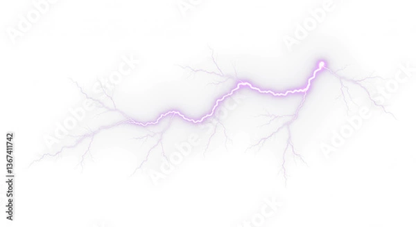 Obraz Purple and Pink lightning bolt, Lightning, electric lightning bolt strike, lightning bolt strike set. Thunderstorm or light effect on PNG and White Background