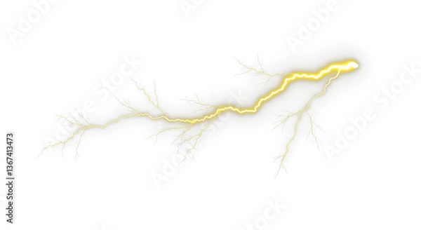 Fototapeta Yellow lightning bolt, Lightning, electric lightning bolt strike, lightning bolt strike set. Thunderstorm or light effect on PNG and White Background