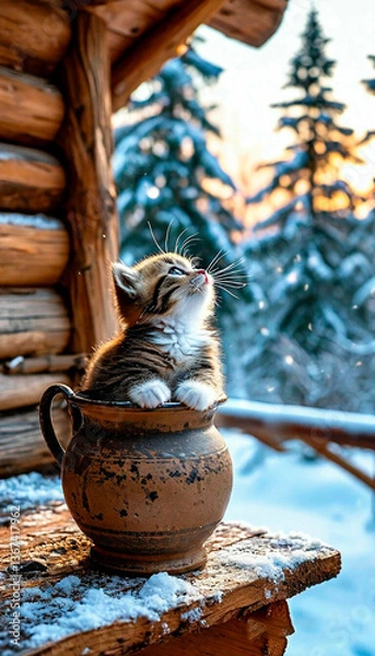 Obraz The kitten in the pot