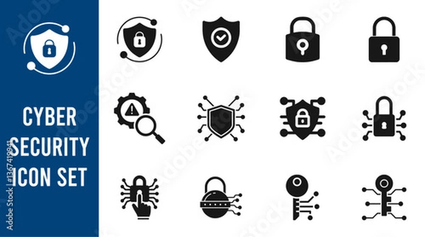 Obraz Cyber security icon set.