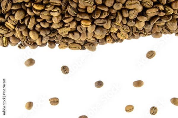 Obraz Coffee Border. Coffee beans frame isolated on white background