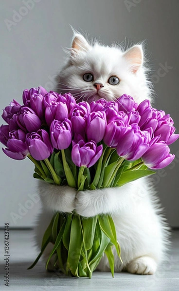 Obraz kitten and flowers
