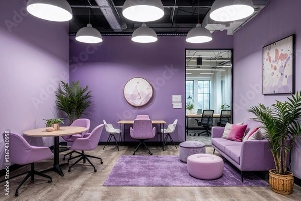 Fototapeta Lavender Inspired Collaborative Office Space Design for Comfort and Productivity