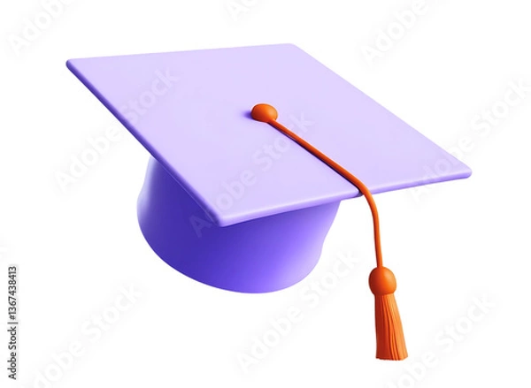 Obraz PNG Childrens school 3d icon. 3D Graduation Cap and Diploma. Graduation cap on transparent background. 3d style illustration.