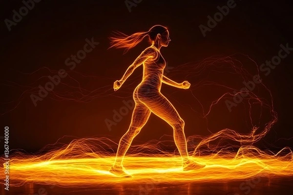 Fototapeta  Dynamic energy lines following a skipping rope in mid-air, capturing the agility and speed of the workout