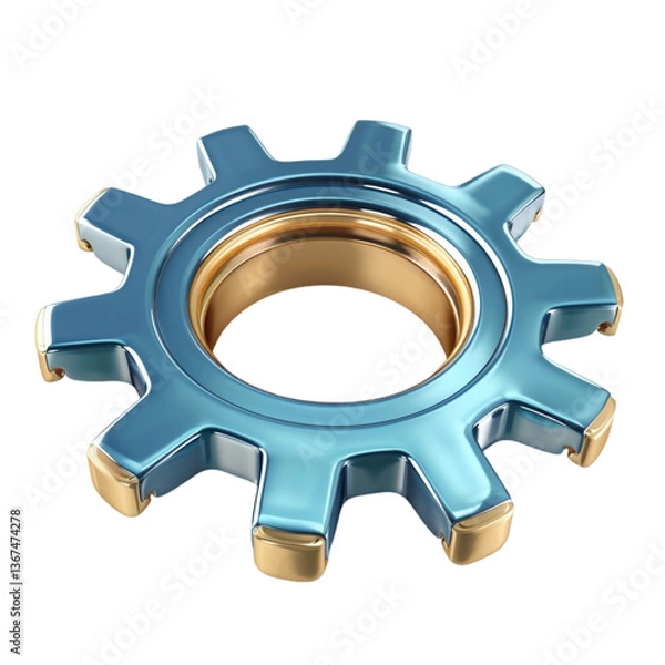 Fototapeta 3D Gear Setting Icon Isolated on Transparent Background