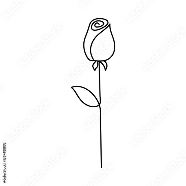 Fototapeta continuous single line Premium Minimalist Rose Vector art for your project