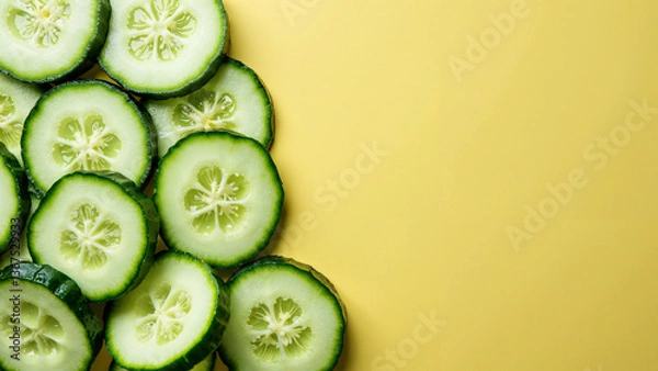 Fototapeta Fresh Cucumber Slices Isolated on Transparent Background for Health and Wellness Campaigns